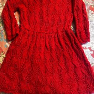 Cat & Jack Vibrant Red Sweater Knit Dress 4T